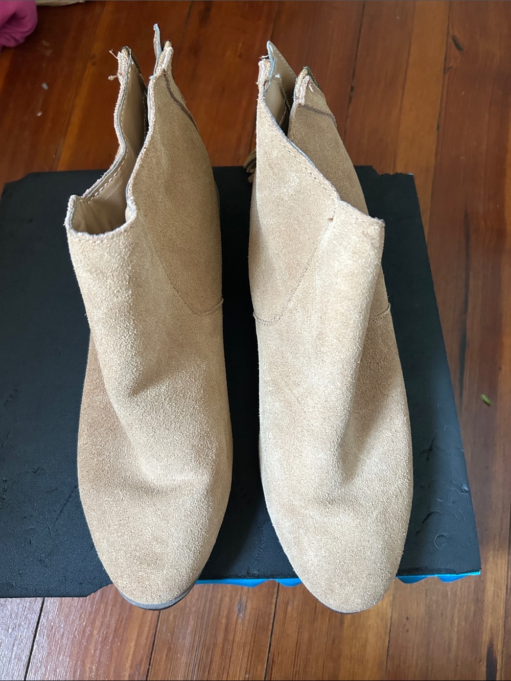 Women's Suede Ankle Booties in Camel